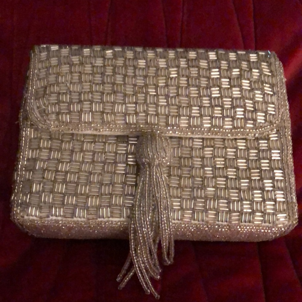 Vintage silver beaded bag